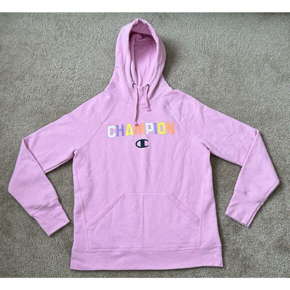 Champion Pop Color Logo Powerblend Hoodie Sweater Athletics Women's Small - Picture 1 of 11